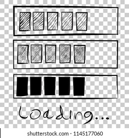 sketchy three style of loading sign, at transparent effect background