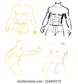 sketchy torso of handsome man
