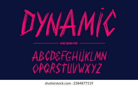 Sketchy typeface, lettering with brush or pen and ink. Chalk aggressive font modern looking calligraphy hand written abc