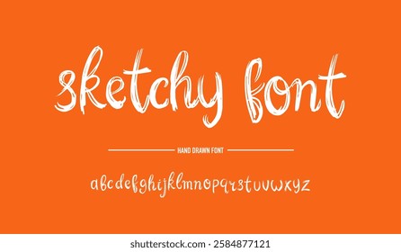 Sketchy typeface, lettering with brush or pen and ink. Chalk aggressive font modern looking calligraphy hand written abc