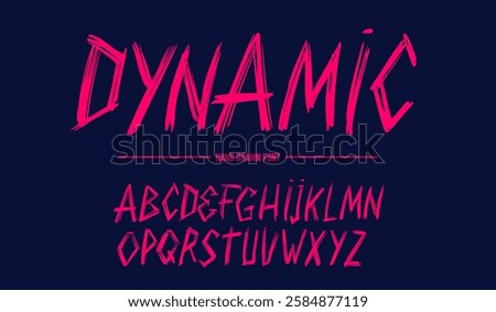 Sketchy typeface, lettering with brush or pen and ink. Chalk aggressive font modern looking calligraphy hand written abc
