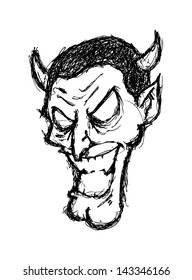 sketchy vampire head in doodle style