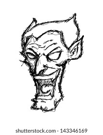 sketchy vampire head in doodle style