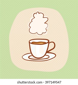 sketchy vector clipart. Vector design element for invitation card. Sketch for flyer banner, ad, package, poster. Hand drawn cup of hot Coffee icon