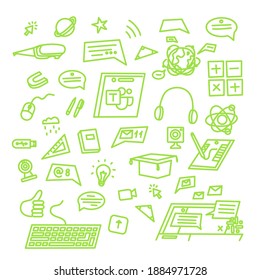 Sketchy vector hand drawn doodle cartoon set of School objects and symbols.Concept of education. School background with supplies