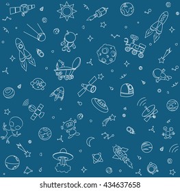 Sketchy vector hand drawn doodles cartoon set of Space objects and symbols
