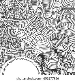 Sketchy vector hand drawn doodles, zen tangle, zen art patterns, objects and symbols