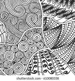 Sketchy vector hand drawn doodles, zen tangle, zen art patterns, objects and symbols