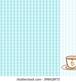 Sketchy vector tea party invitation. Vector design element. Sketch for Tea house flyer banner, ad, package, poster. Hand drawn cup with teabag and leaves