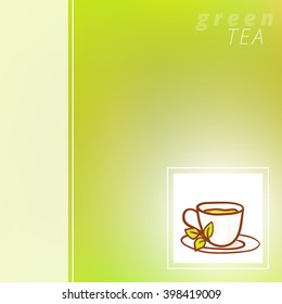 Sketchy vector tea party invitation. Vector design element. Sketch for Tea house flyer banner, ad, package, poster. Hand drawn cup with teabag and leaves