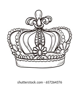 Sketchy vintage crown Vector illustration.