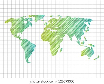 Sketchy World map - vector illustration