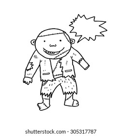 sketchy zombie isolated on white background