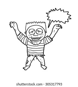 sketchy zombie isolated on white background