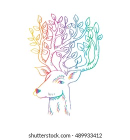 Skethcy of deer head.