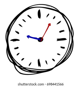 Skethy Clock, Ten Past Ten, Isolated on White