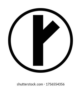 skewed side road junction on right sign, traffic sign icon