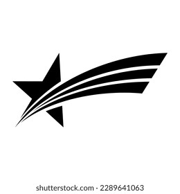 Skewed star shape and moved three lines combination for logo. Vector illustration.