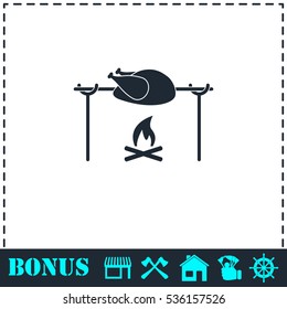 Skewer Chicken icon flat. Simple vector symbol and bonus icon