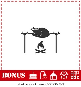 Skewer Chicken icon flat. Simple vector symbol and bonus icon