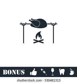 Skewer Chicken icon flat. Vector illustration symbol and bonus pictogram