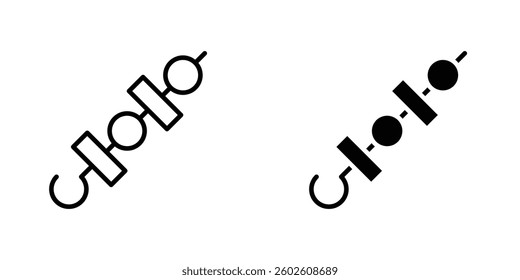 Skewer flat Icons in line outline and flat solid style on white background