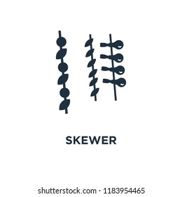 Skewer icon. Black filled vector illustration. Skewer symbol on white background. Can be used in web and mobile.