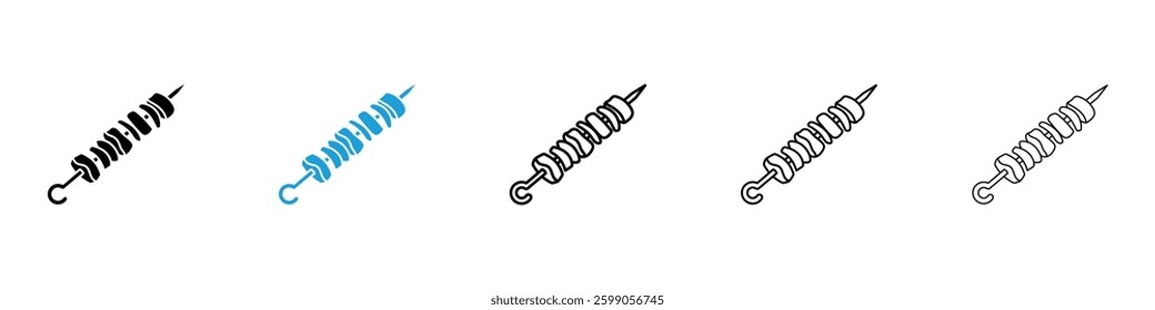 Skewer icons vector illustrations in black and blue colors for web and ui designs