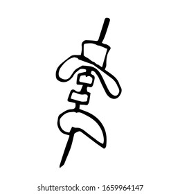 A skewer of shish kebab.Vector drawing in Doodle style. Isolated on a white background. Element of design and decor.