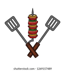 skewer with spatulas barbecue