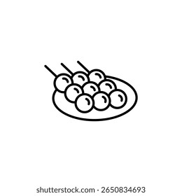 Bolas Skewered chapeadas arte de linha minimalista representando delícias de alimentos