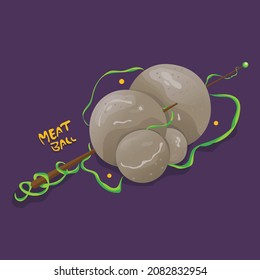 Skewered meatball illustration design for children's drawing