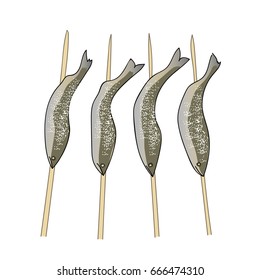 Skewers of fish