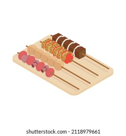 Skewers - Isometric vector illustration in flat design.
