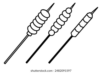 Skewers Line Art Elegant Minimalist Design Illustration