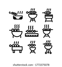 skewers on grill icon or logo isolated sign symbol vector illustration - Collection of high quality black style vector icons
