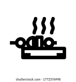 skewers on grill icon or logo isolated sign symbol vector illustration - high quality black style vector icons

