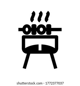 skewers on grill icon or logo isolated sign symbol vector illustration - high quality black style vector icons
