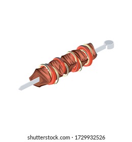 Skewers skewers. Vector 3d isometric, color web icon, new flat style. Creative illustration design, isolated graphic idea for infographics.