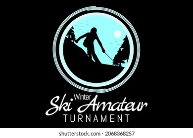 ski amateur tournament silhouette vintage t shirt design