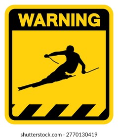 Ski Area Warning Sign, Vector Illustration, Isolate On White Background Label.EPS10