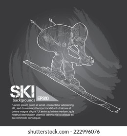 Ski background Design. Hand drawn.