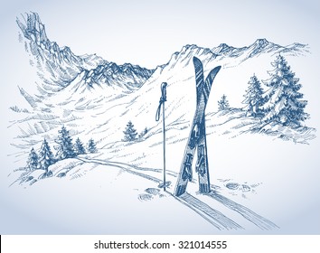 Ski Background, Mountains In Winter Season