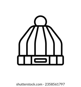Ski Beanie Outline Icon Vector Illustration