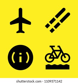 ski, bike, info and plane vector icon set. Sample icons set for web and graphic design