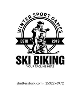 ski bike player logo template design 