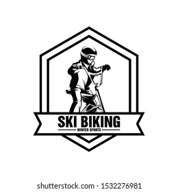 ski bike player logo template design 