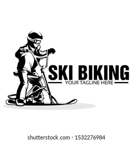 ski bike player logo template design 