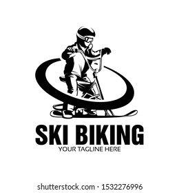 ski bike player logo template design 