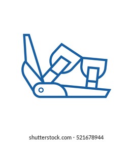 Ski binding vector icon in outline design. Snowboard binding thin line illustration.